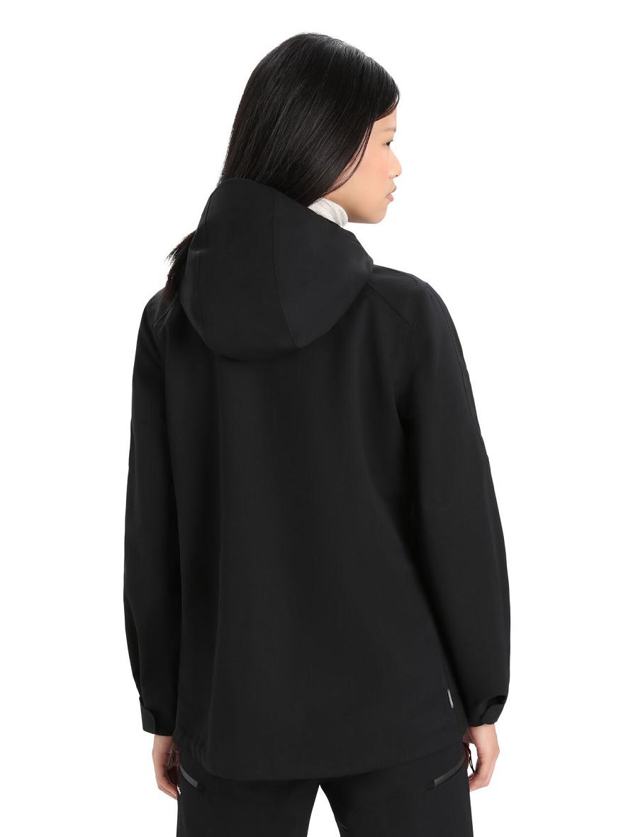 Women's Icebreaker Shell+™ Merino Hooded Jackets Black | CA 1293VRWD